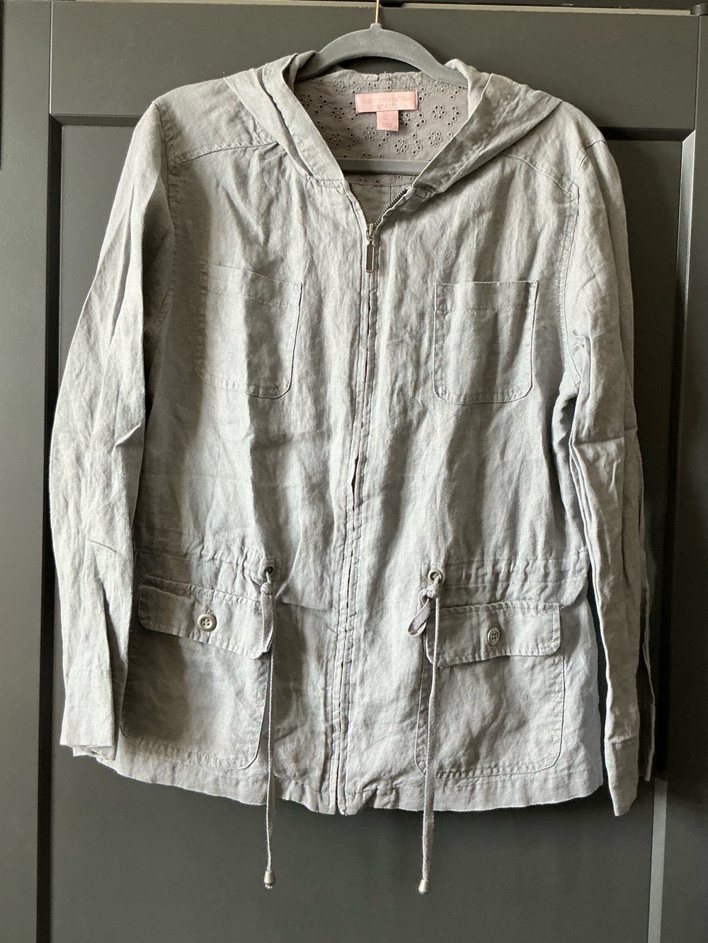 Saint Tropez West Linen Light Gray Hooded Utility Jacket